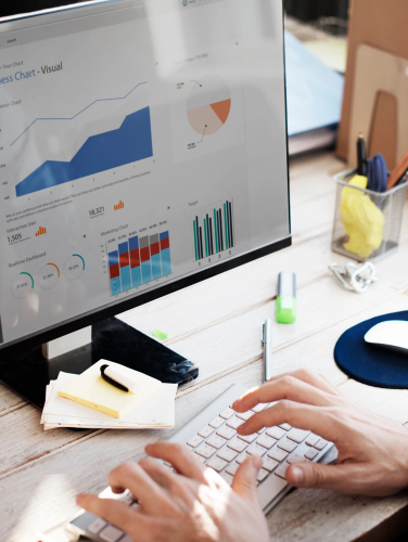 Photo of a man using a web data dashboard